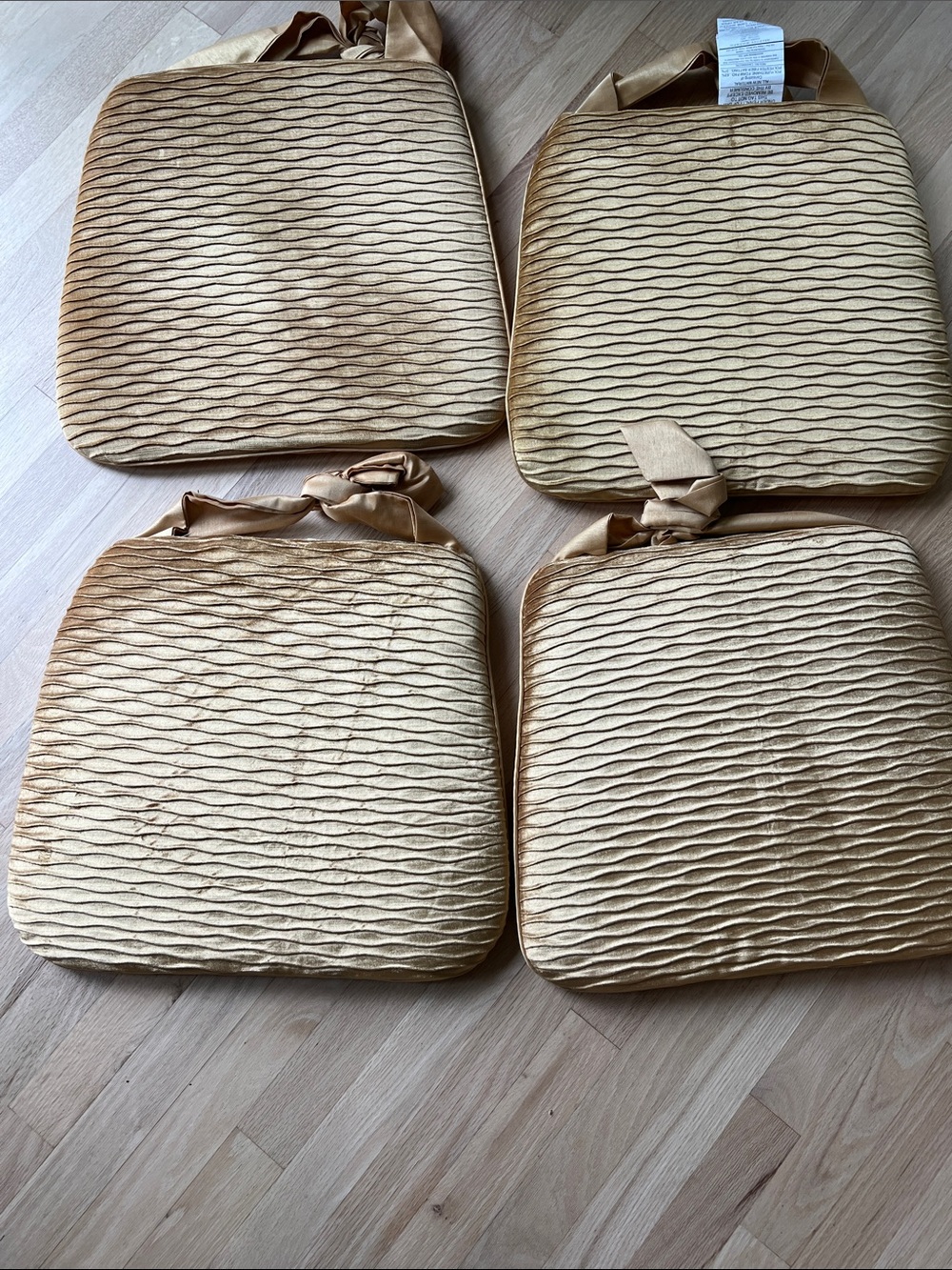 Pier 1 Gold Quilted Wave Seat Cushions - Set of 4